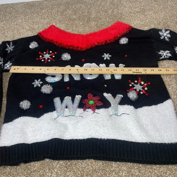 Holiday Time ugly sweater Christmas sequined Snow Way fuzzy SZ XL - Picture 6 of 7